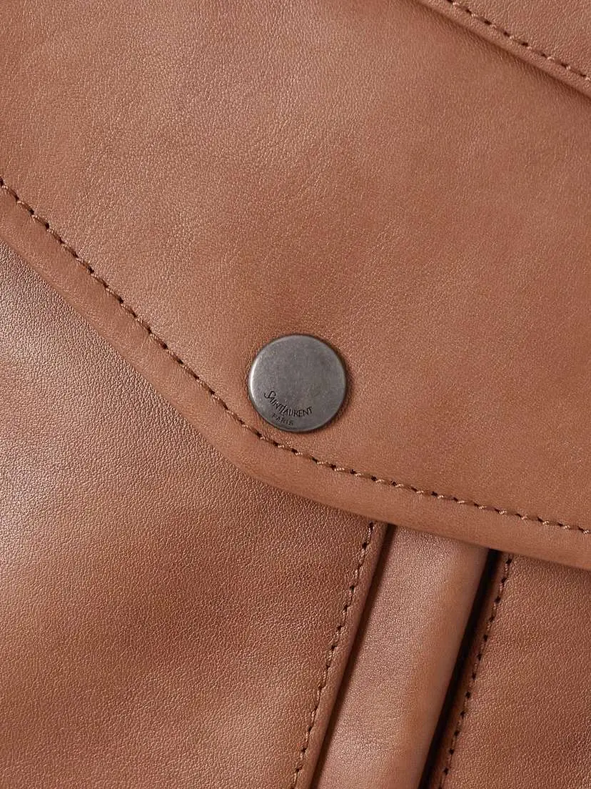 Saint Laurent Shearling-trimmed Leather Jacket | Thumbnail 4 Saint Laurent Shearling-trimmed Leather Jacket | Thumbnail 4