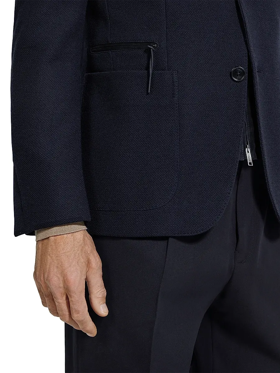 Zegna Men's High Performance Jersey Blazer Jacket | Thumbnail 4