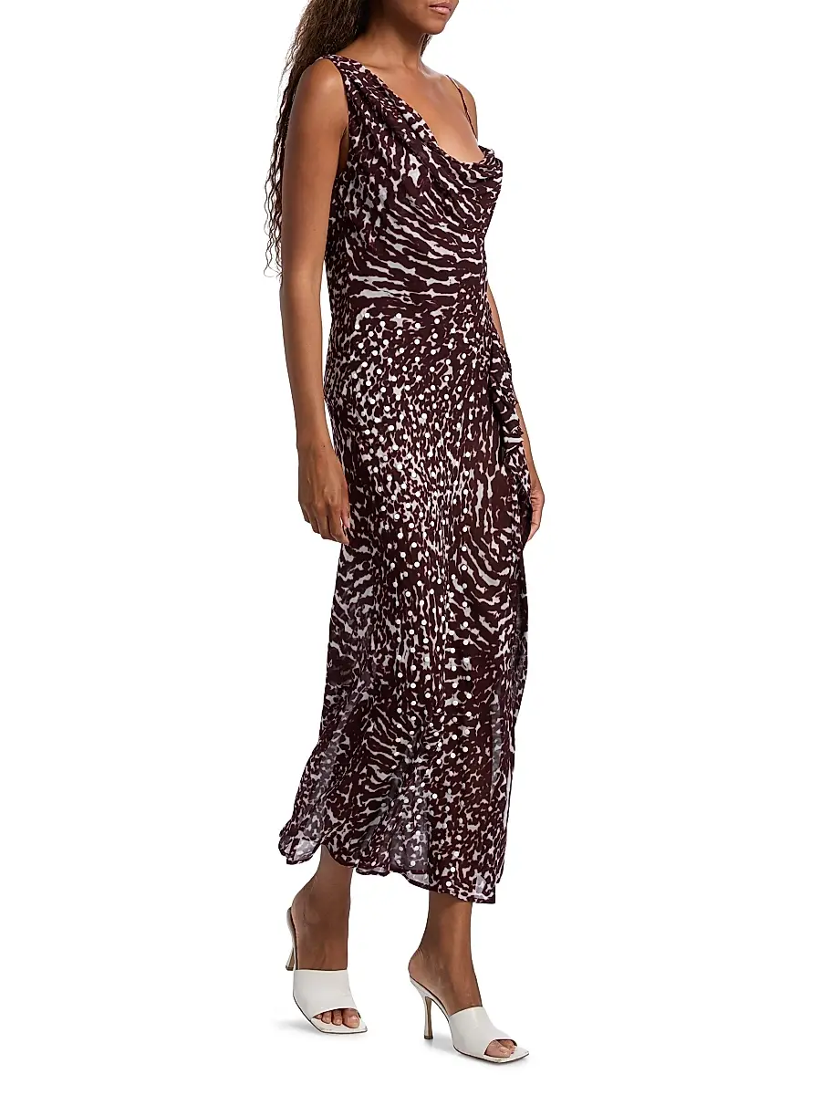 Dries Van Noten Women's Deyon Printed Midi-Dress - Burgundy | Thumbnail 2 Dries Van Noten Women's Deyon Printed Midi-Dress - Burgundy | Thumbnail 2