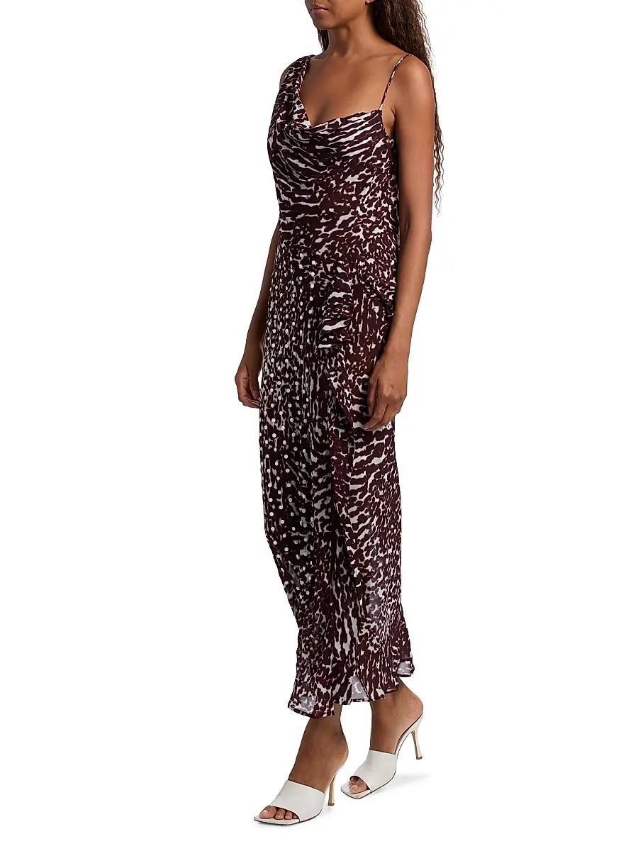 Dries Van Noten Women's Deyon Printed Midi-Dress - Burgundy | Thumbnail 4 Dries Van Noten Women's Deyon Printed Midi-Dress - Burgundy | Thumbnail 4