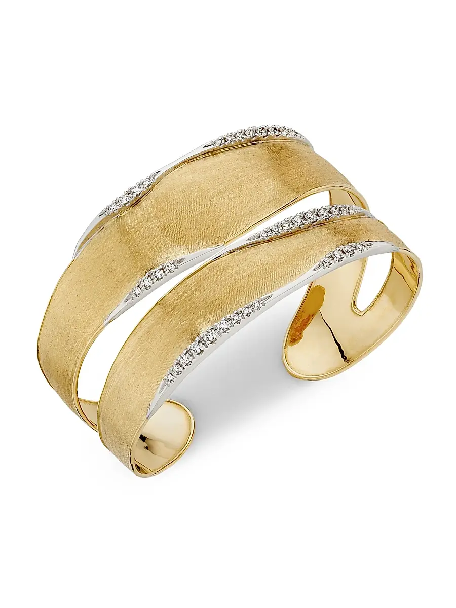 MARCO BICEGO Women's Lunaria Two-Tone 18K Gold & 0.63 TCW Diamond Split Cuff
