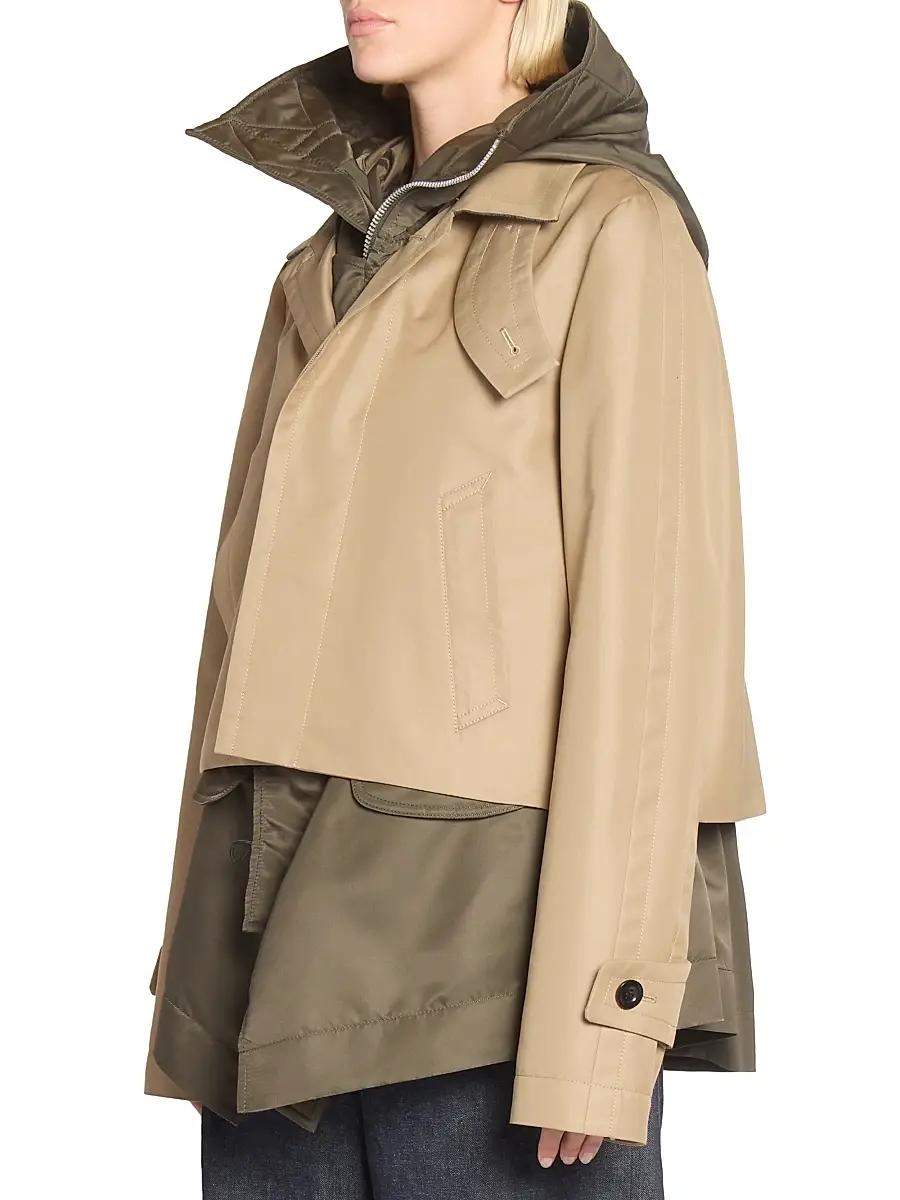 Sacai Women's Cotton Gabardine Blouson Jacket - Beige Dark Khaki | Thumbnail 4