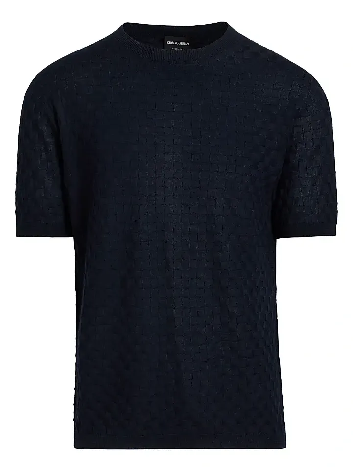 Giorgio Armani Men's Textured Knit Cashmere-Silk Crewneck Sweater