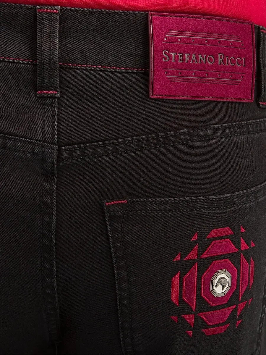 Stefano Ricci Men's Refined Cotton Blend Tapered Jeans | Thumbnail 4 Stefano Ricci Men's Refined Cotton Blend Tapered Jeans | Thumbnail 4