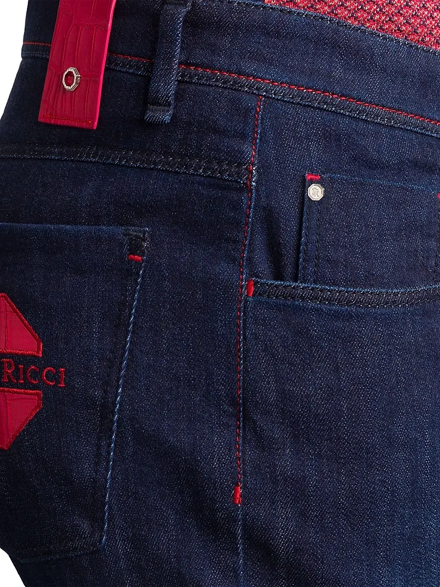 Stefano Ricci Men's Elegant Cotton-Blend Tapered Jeans | Thumbnail 4 Stefano Ricci Men's Elegant Cotton-Blend Tapered Jeans | Thumbnail 4