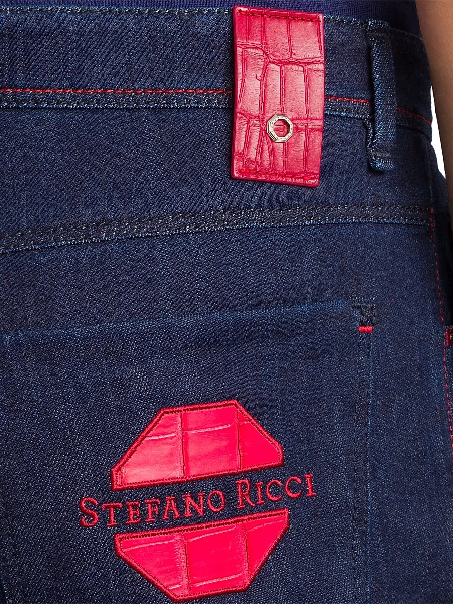 Stefano Ricci Men's Elegant Cotton-Blend Tapered Jeans | Thumbnail 5 Stefano Ricci Men's Elegant Cotton-Blend Tapered Jeans | Thumbnail 5