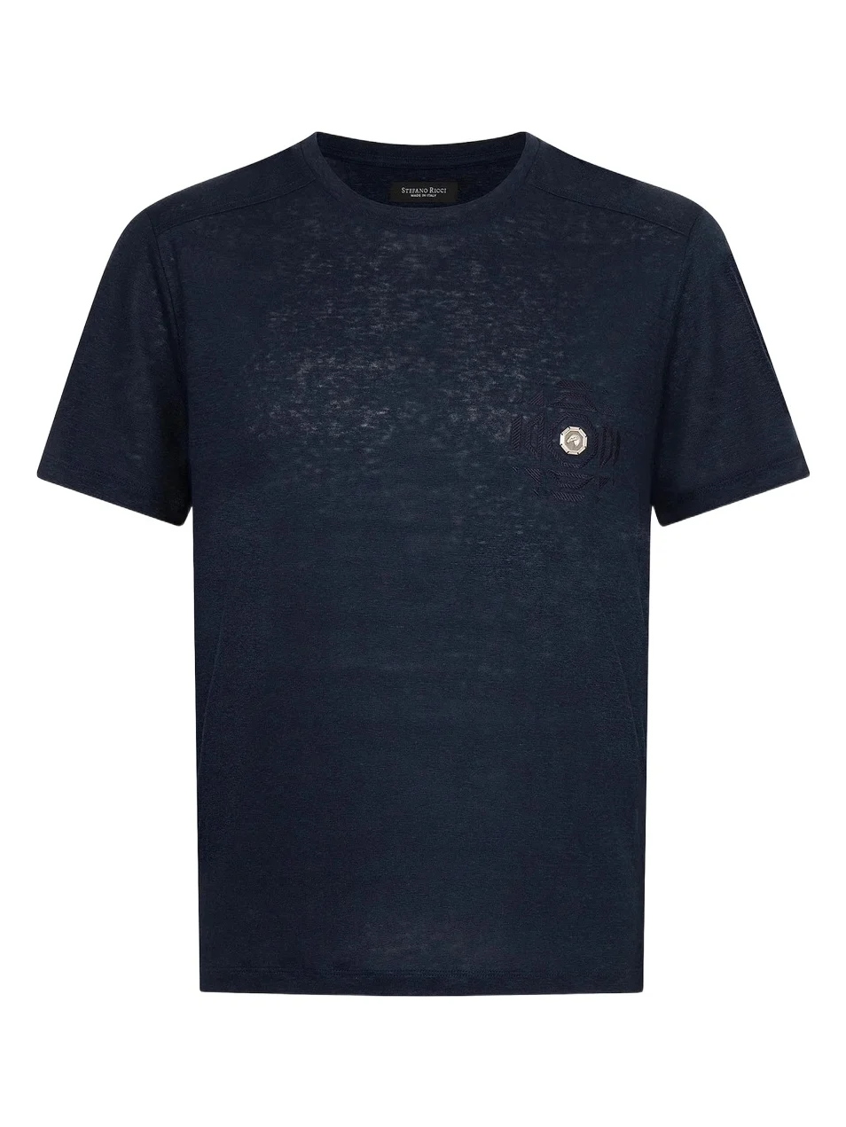Men's Linen T-Shirt with Metallic Detailing - Midnight Blue Men's Linen T-Shirt with Metallic Detailing - Midnight Blue