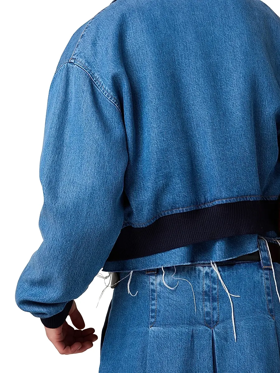 Miu Miu Women's Denim Blouson Jacket - Blue | Thumbnail 4 Miu Miu Women's Denim Blouson Jacket - Blue | Thumbnail 4