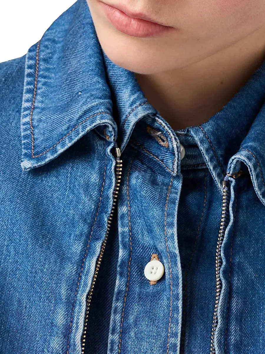Miu Miu Women's Denim Blouson Jacket - Blue | Thumbnail 5 Miu Miu Women's Denim Blouson Jacket - Blue | Thumbnail 5