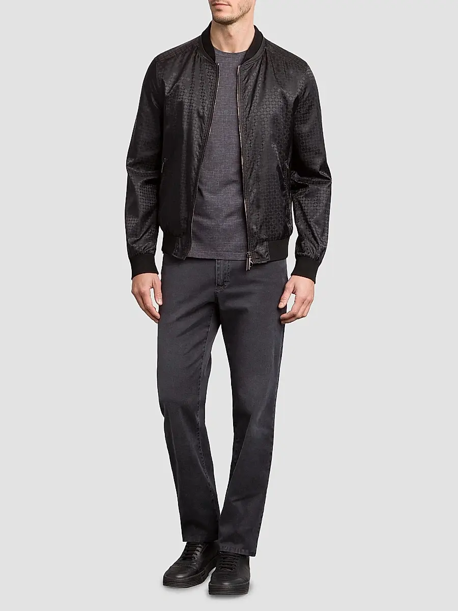 Stefano Ricci Men's Jacquard and Lambskin Leather Blouson Jacket | Thumbnail 9