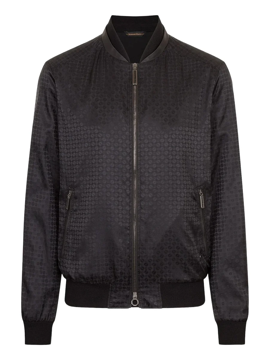 Stefano Ricci Men's Jacquard and Lambskin Leather Blouson Jacket