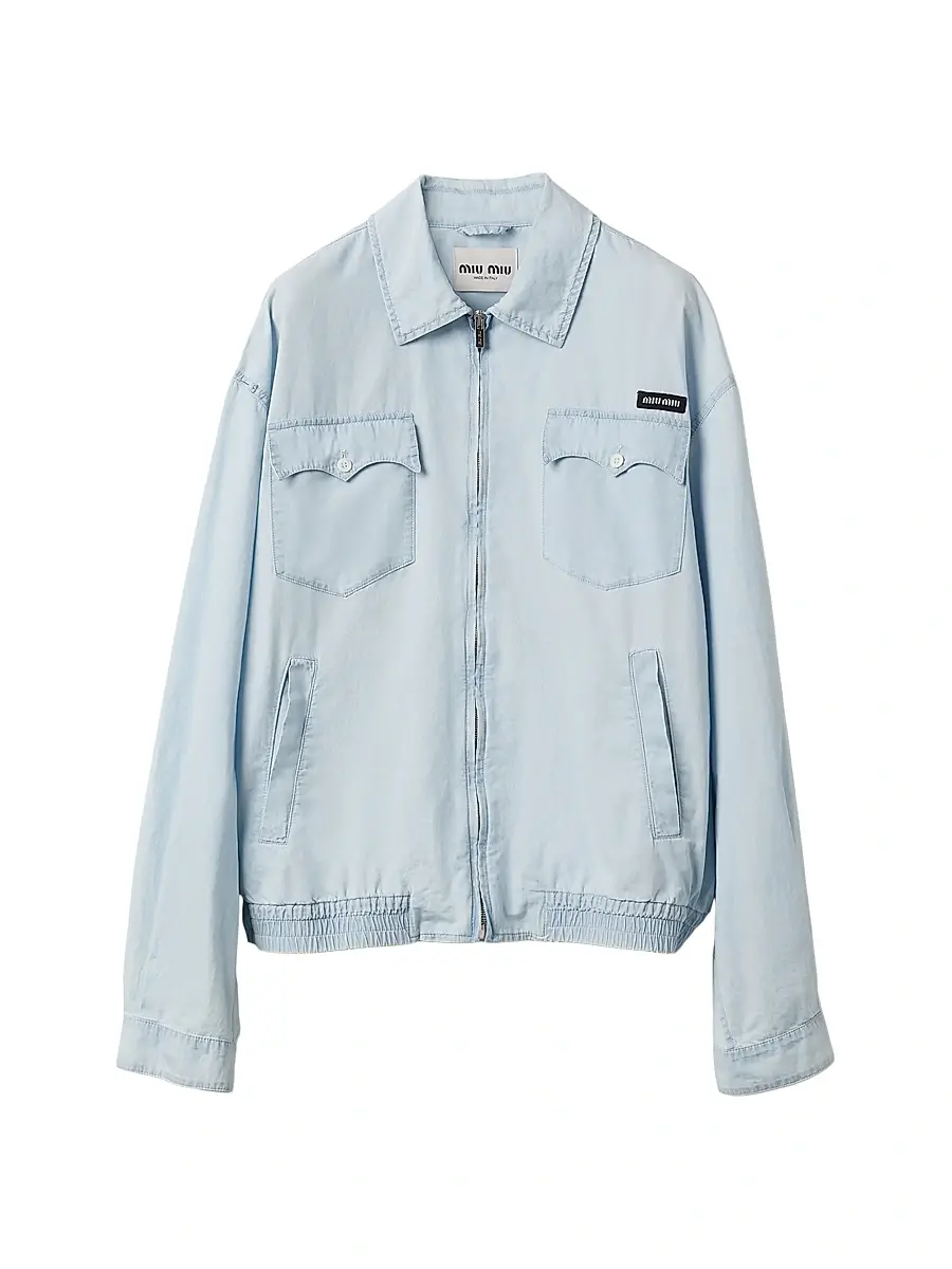 Miu Miu Women's Chambray Blouson Jacket - Blue | Image 1 Miu Miu Women's Chambray Blouson Jacket - Blue | Image 1