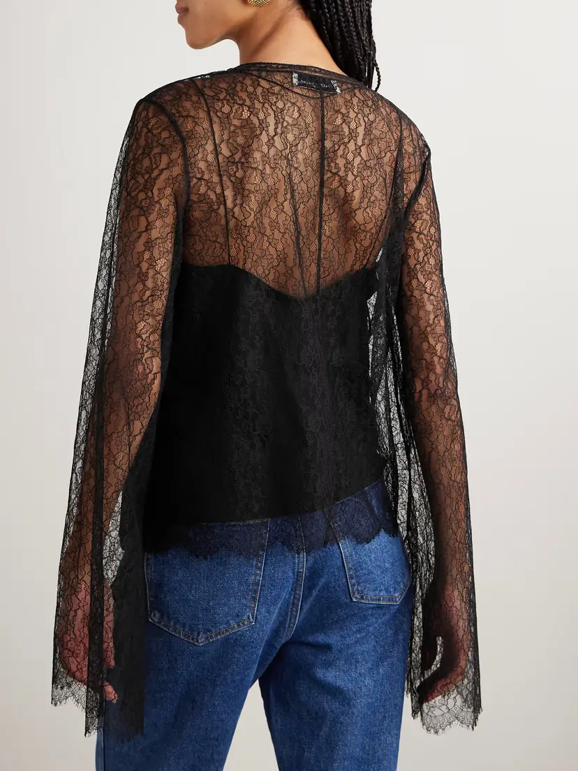 Brandon Maxwell The Eloise Chantilly Lace And Crepe Top | Thumbnail 3 Brandon Maxwell The Eloise Chantilly Lace And Crepe Top | Thumbnail 3