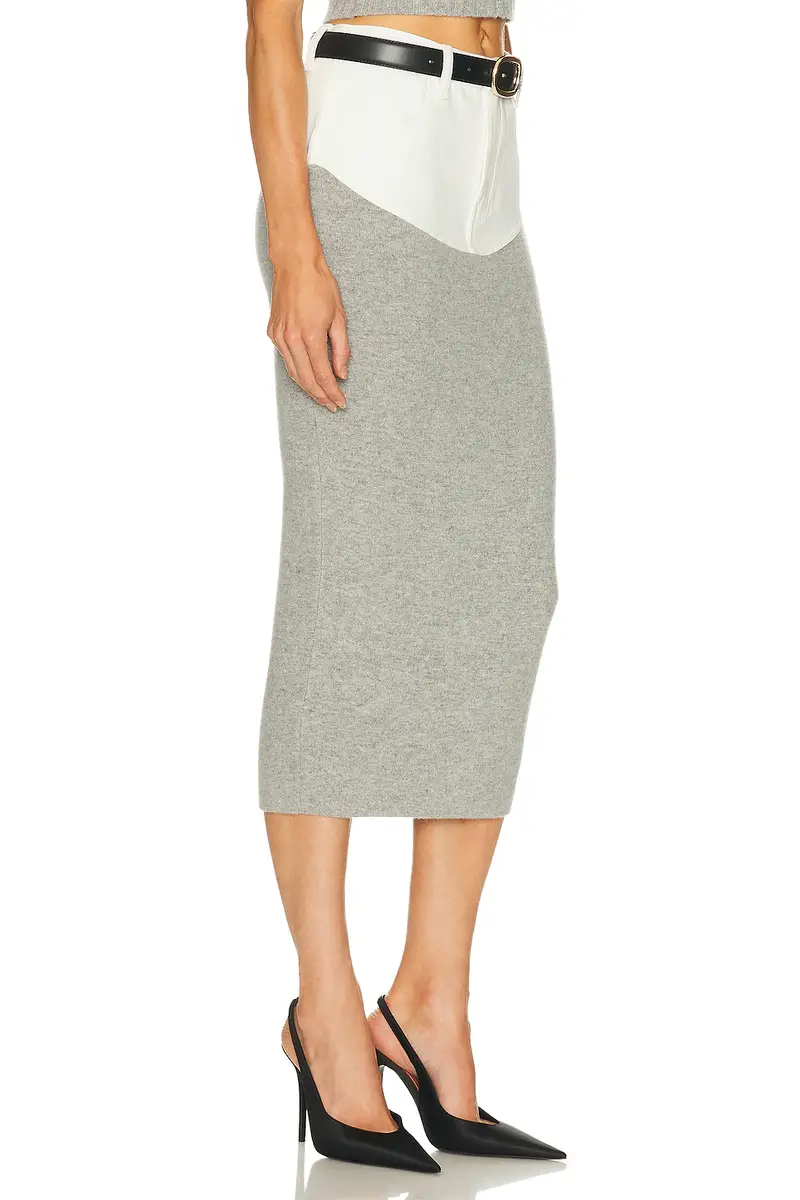Self-Portrait Knit Denim Insert Midi Skirt | Thumbnail 3