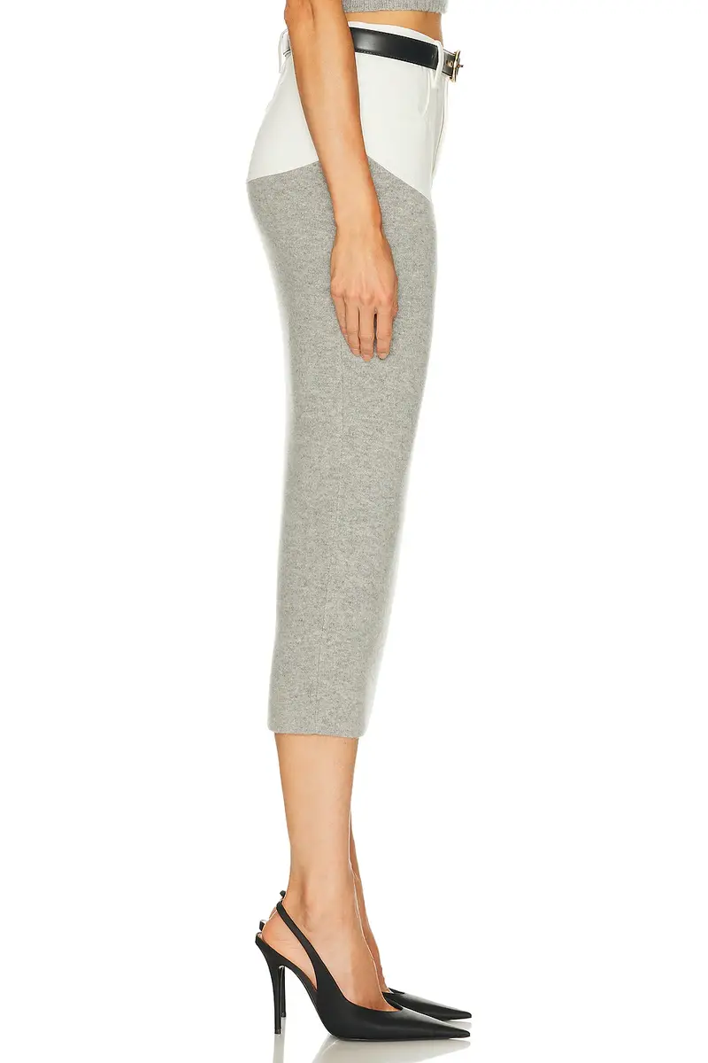 Self-Portrait Knit Denim Insert Midi Skirt | Thumbnail 4