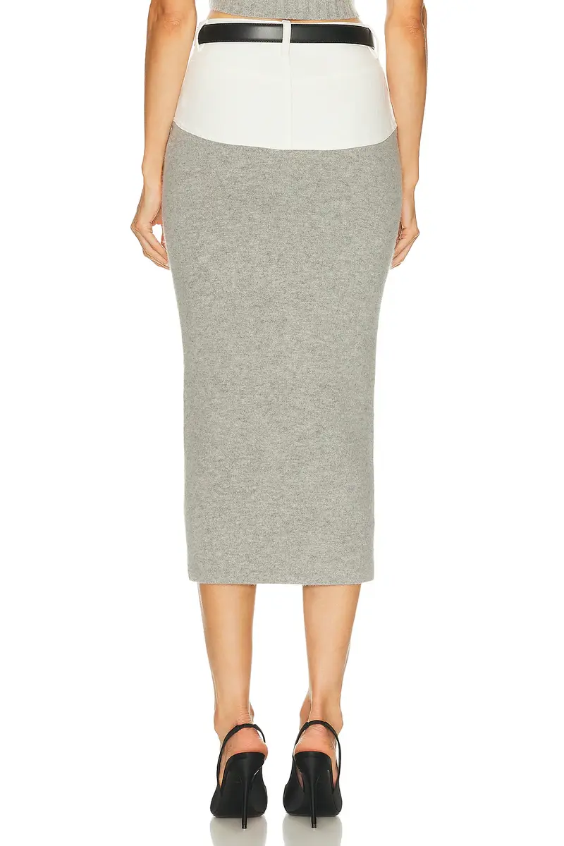 Self-Portrait Knit Denim Insert Midi Skirt | Thumbnail 5