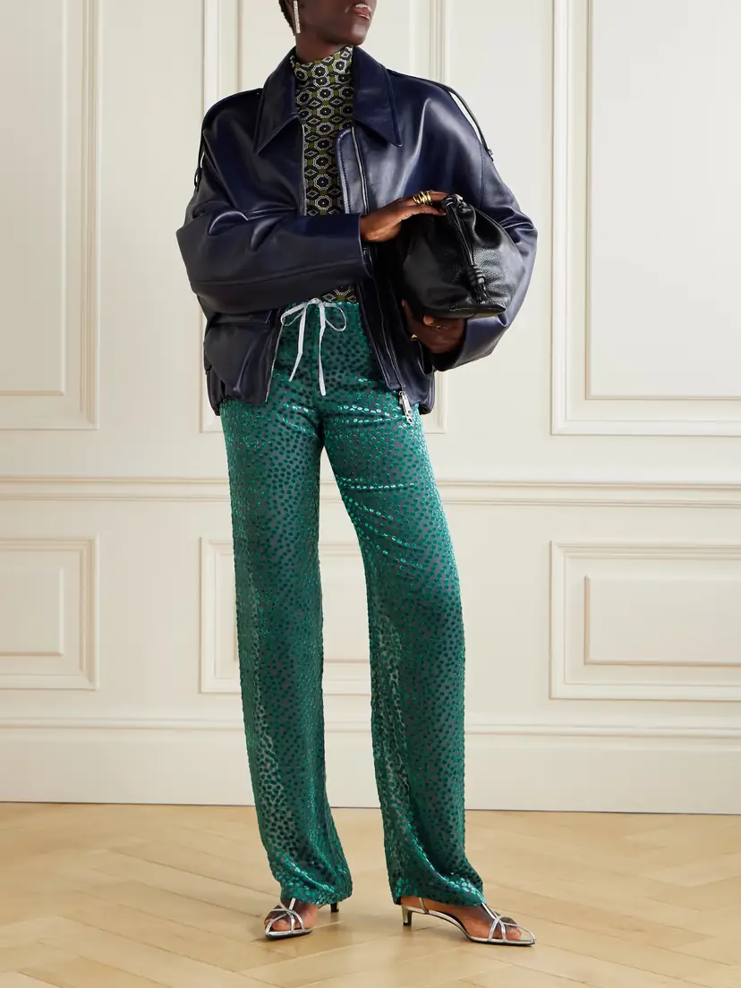Dries Van Noten Polka-dot Devoré-velvet Straight-leg Pants | Thumbnail 2 Dries Van Noten Polka-dot Devoré-velvet Straight-leg Pants | Thumbnail 2