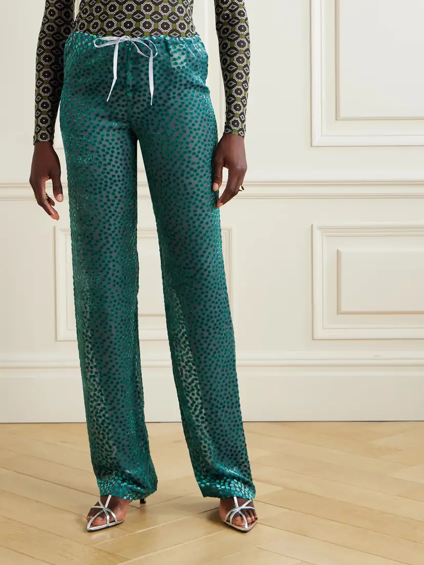 Dries Van Noten Polka-dot Devoré-velvet Straight-leg Pants | Thumbnail 3 Dries Van Noten Polka-dot Devoré-velvet Straight-leg Pants | Thumbnail 3