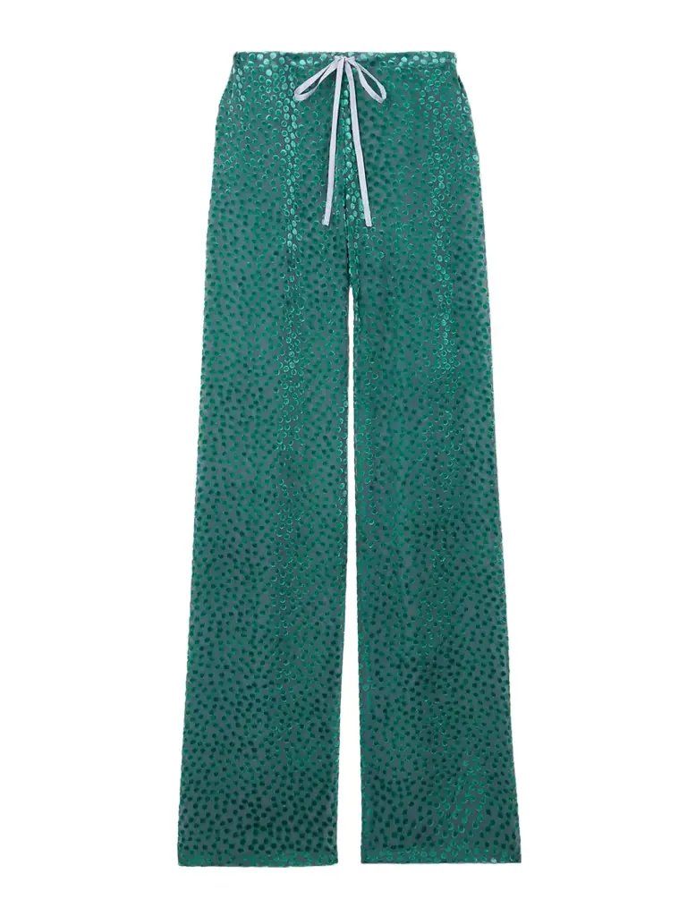 Polka-dot Devoré-velvet Straight-leg Pants