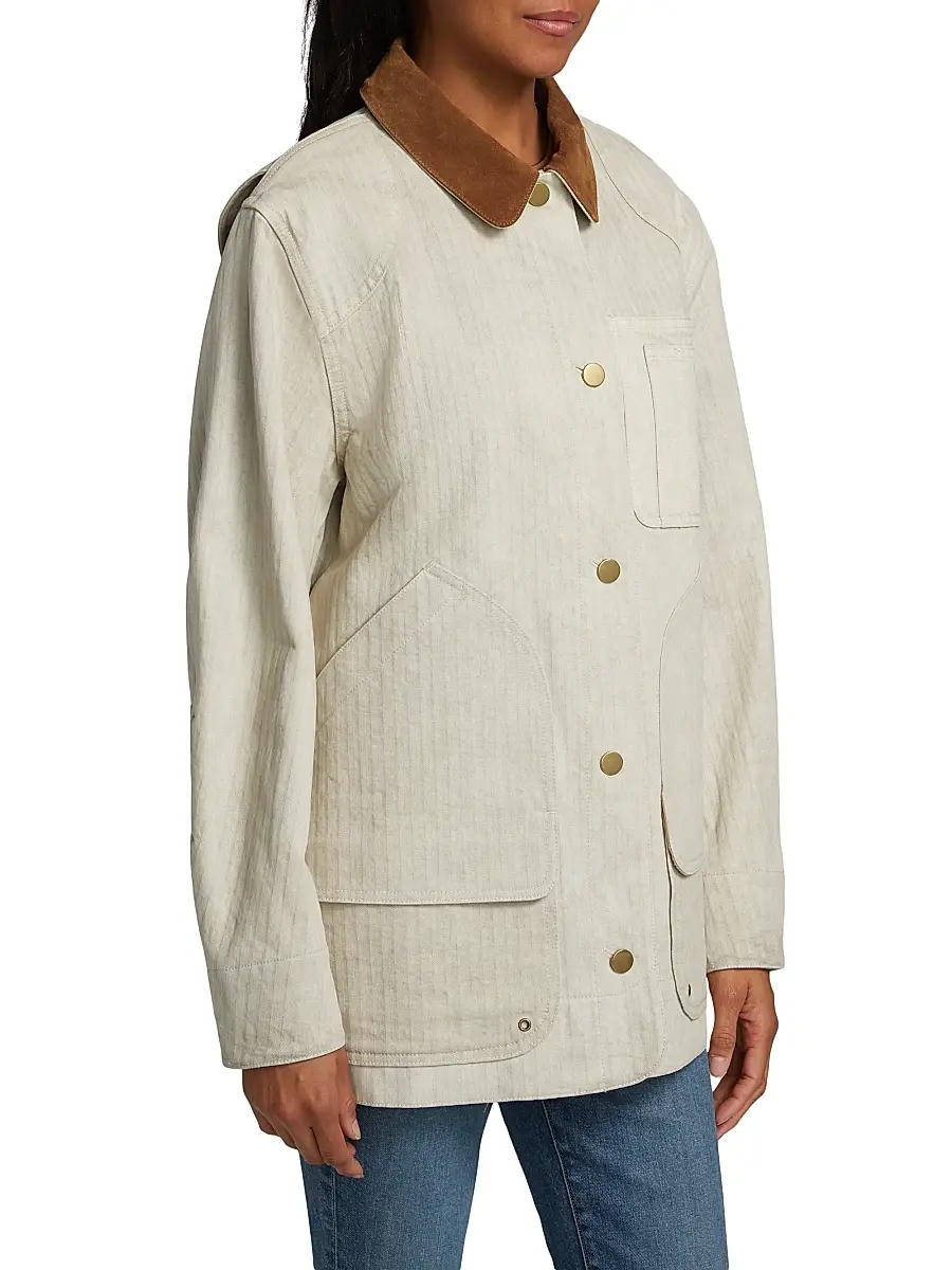 Veronica Beard Women's Abbas Classic Barn Jacket - Light Oatmeal | Thumbnail 4 Veronica Beard Women's Abbas Classic Barn Jacket - Light Oatmeal | Thumbnail 4