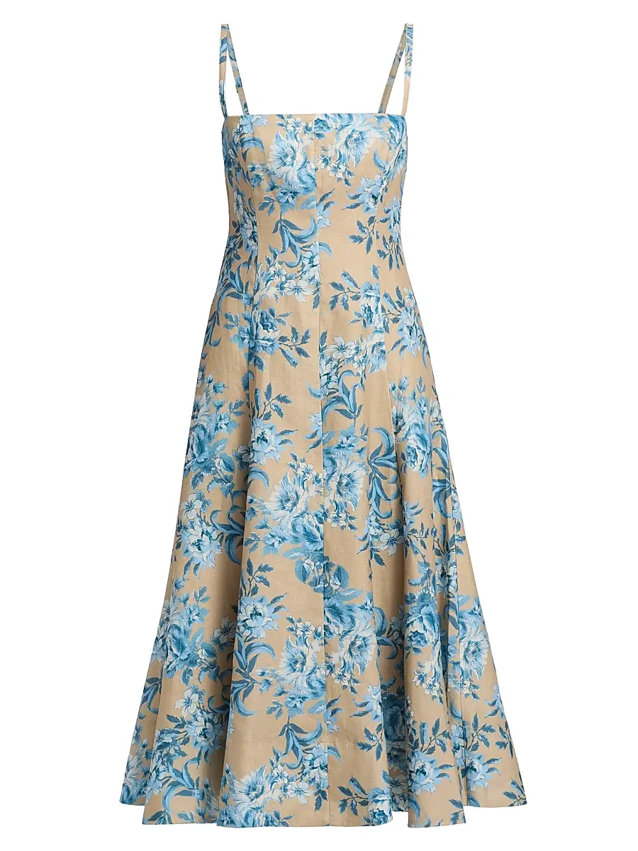 Cara Cara Women's Gimlet Floral Paneled Midi-Dress - Farfella Ginger Root | Image 1 Cara Cara Women's Gimlet Floral Paneled Midi-Dress - Farfella Ginger Root | Image 1