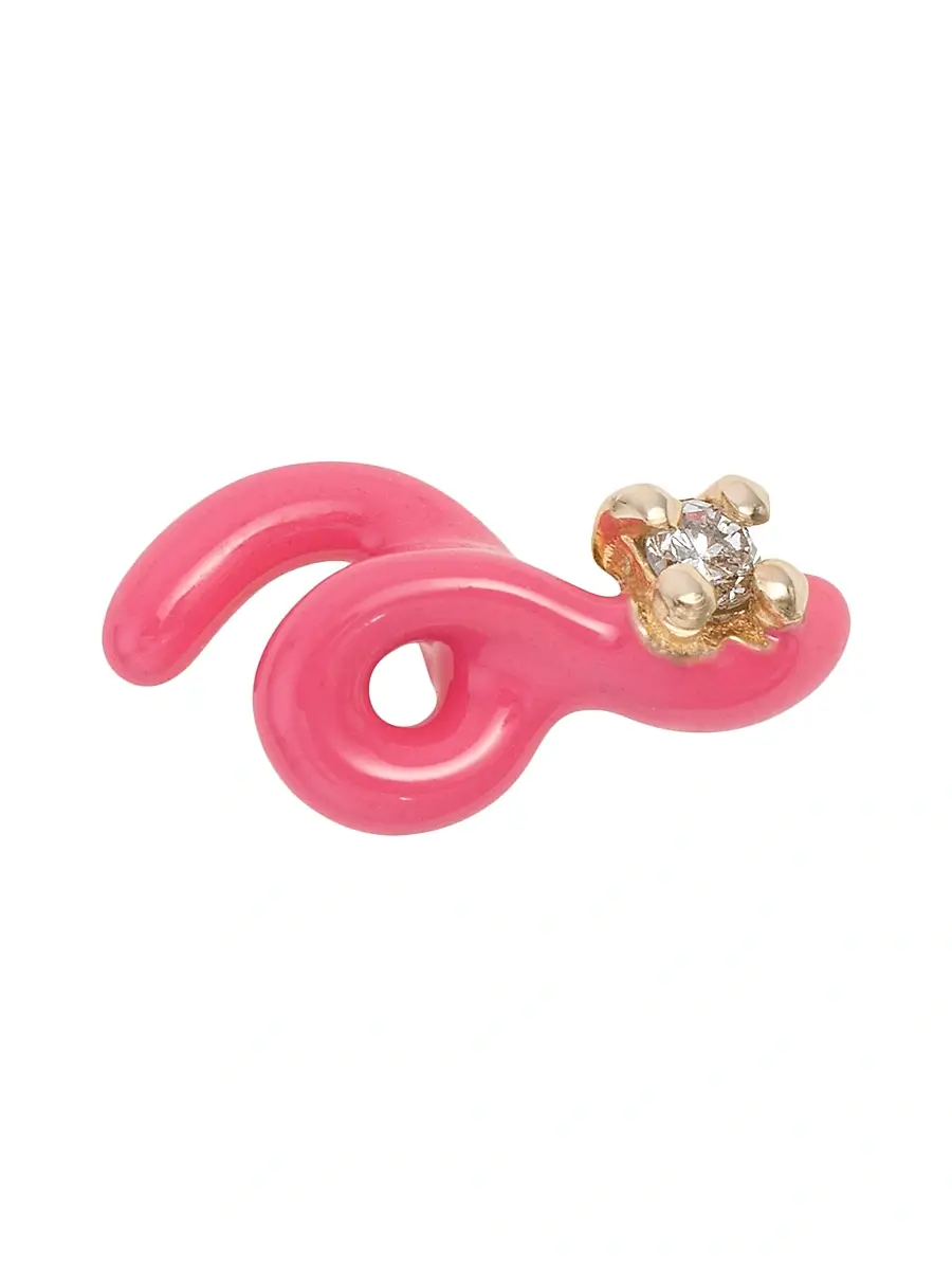 Bea Bongiasca Women's Loop Goldtone, Enamel & 0.015 TCW Diamond Single Mini Stud Earring