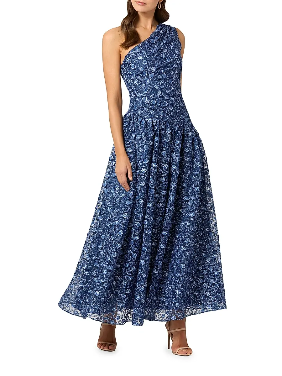Shoshanna Women's Danielle Floral One-Shoulder Gown | Thumbnail 2 Shoshanna Women's Danielle Floral One-Shoulder Gown | Thumbnail 2
