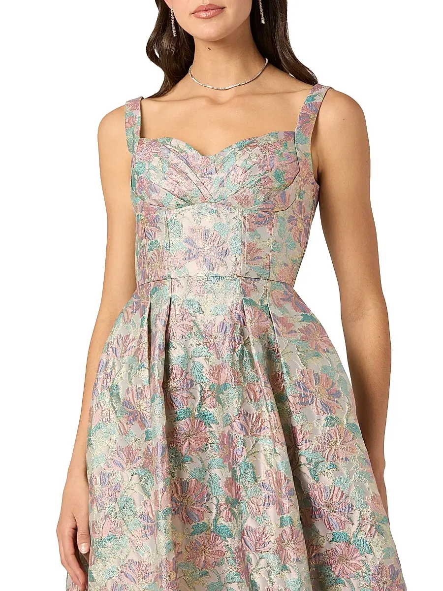 Shoshanna Women's Ophelia Brocade Midi-Dress | Thumbnail 4 Shoshanna Women's Ophelia Brocade Midi-Dress | Thumbnail 4