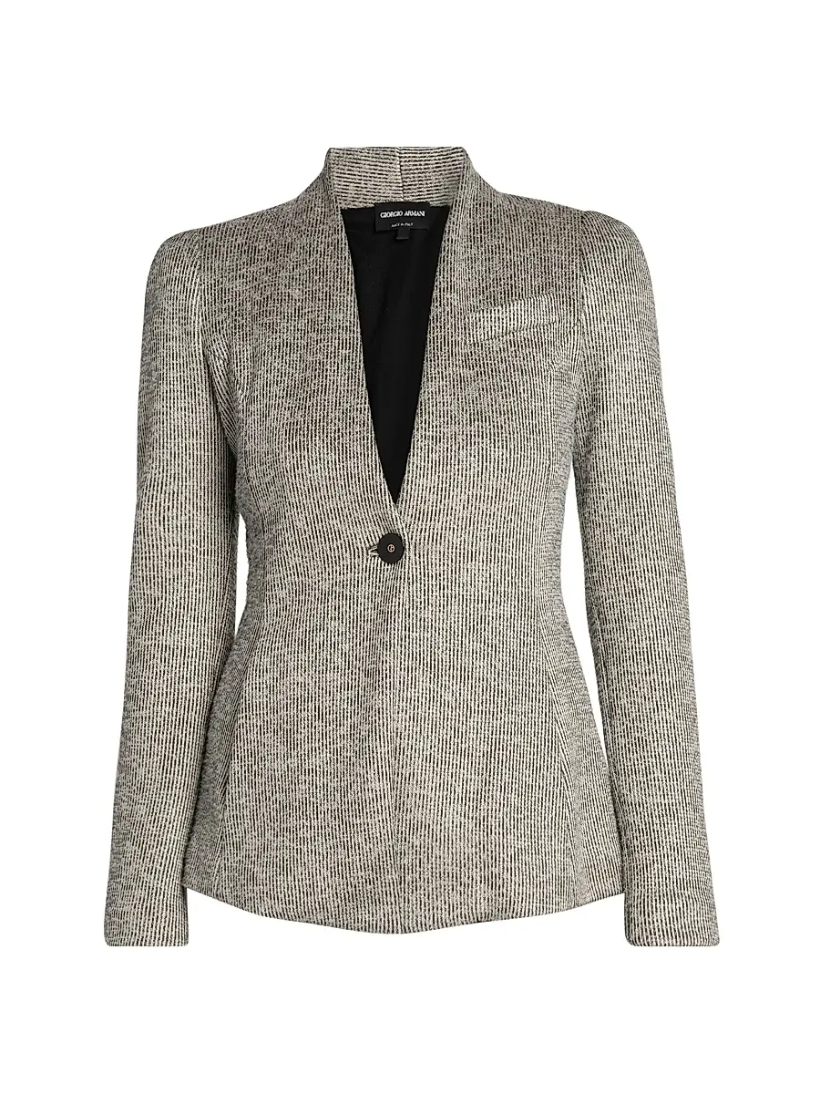 Women's Textured One-Button Blazer - Gessato Beige