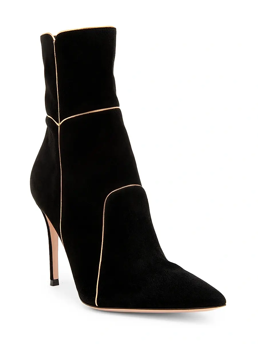 Gianvito Rossi Women's 95MM Suede Ankle Boots - Black Mekong | Thumbnail 2 Gianvito Rossi Women's 95MM Suede Ankle Boots - Black Mekong | Thumbnail 2