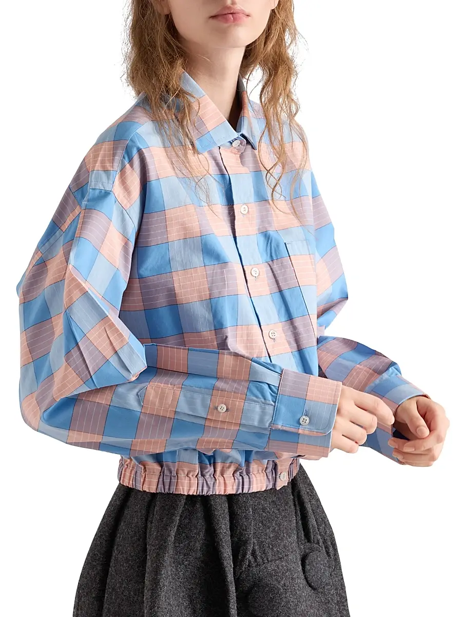 Prada Women's Checked Poplin Shirt - Pink | Thumbnail 4