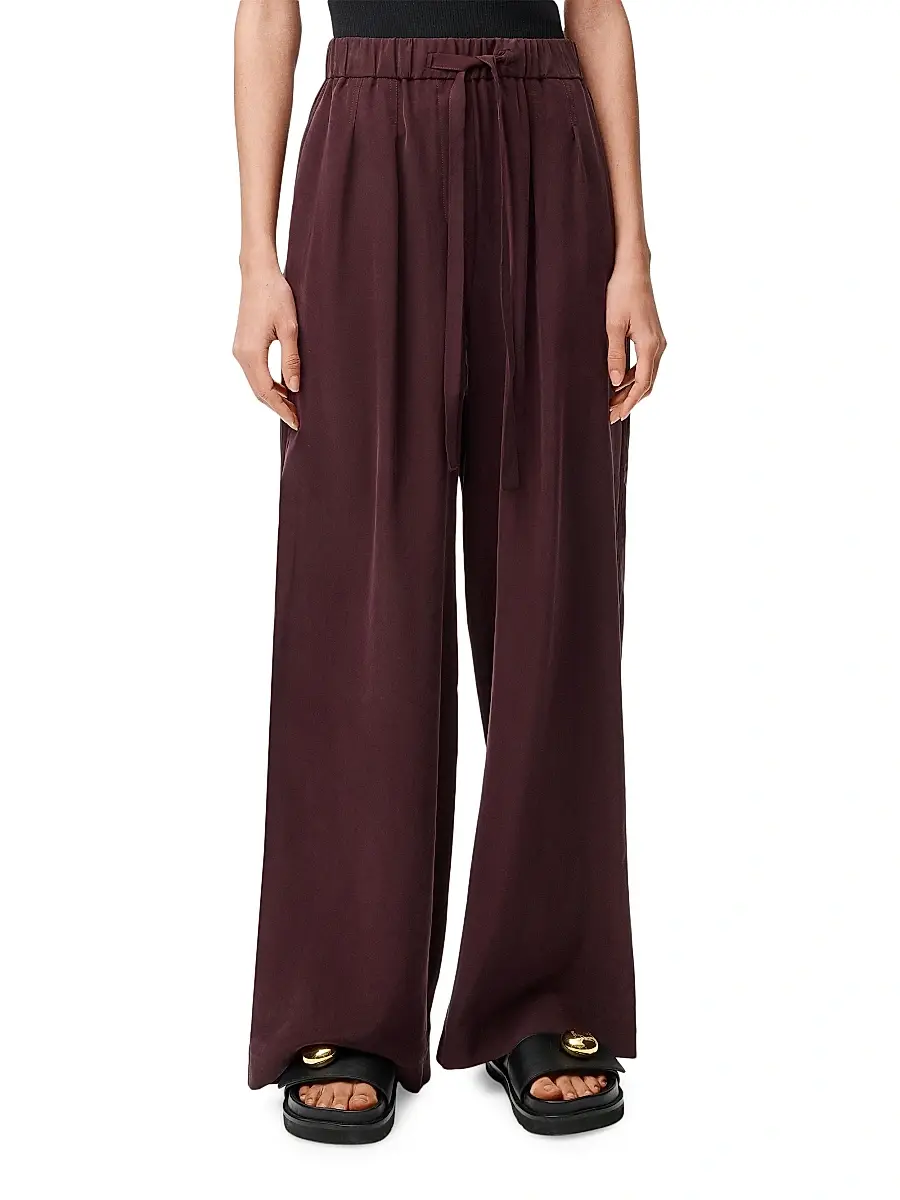 LOEWE Women's Pyjama Silk Trousers - Burgundy | Image 1 LOEWE Women's Pyjama Silk Trousers - Burgundy | Image 1