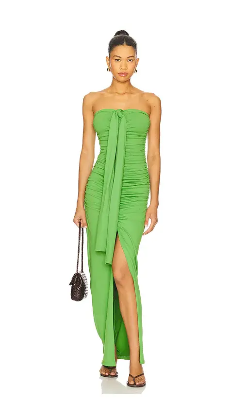 susana monaco Center Gathered Tie With Slit Dress