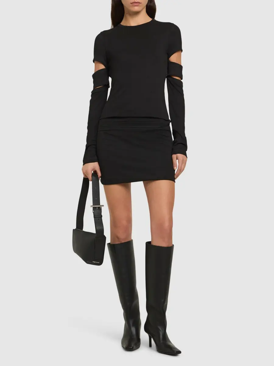 HELMUT LANG Slash Cut Out Jersey Midi Dress | Thumbnail 2