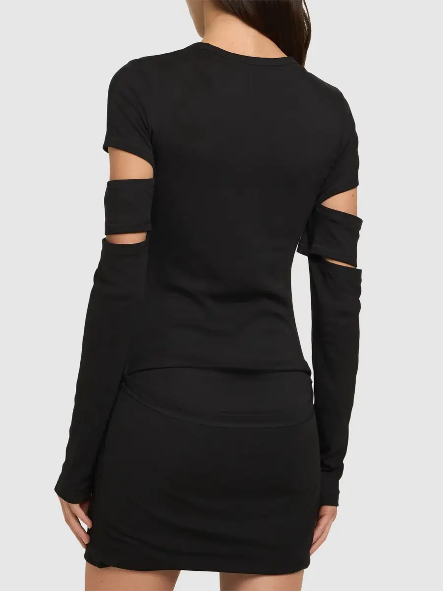 HELMUT LANG Slash Cut Out Jersey Midi Dress | Thumbnail 4