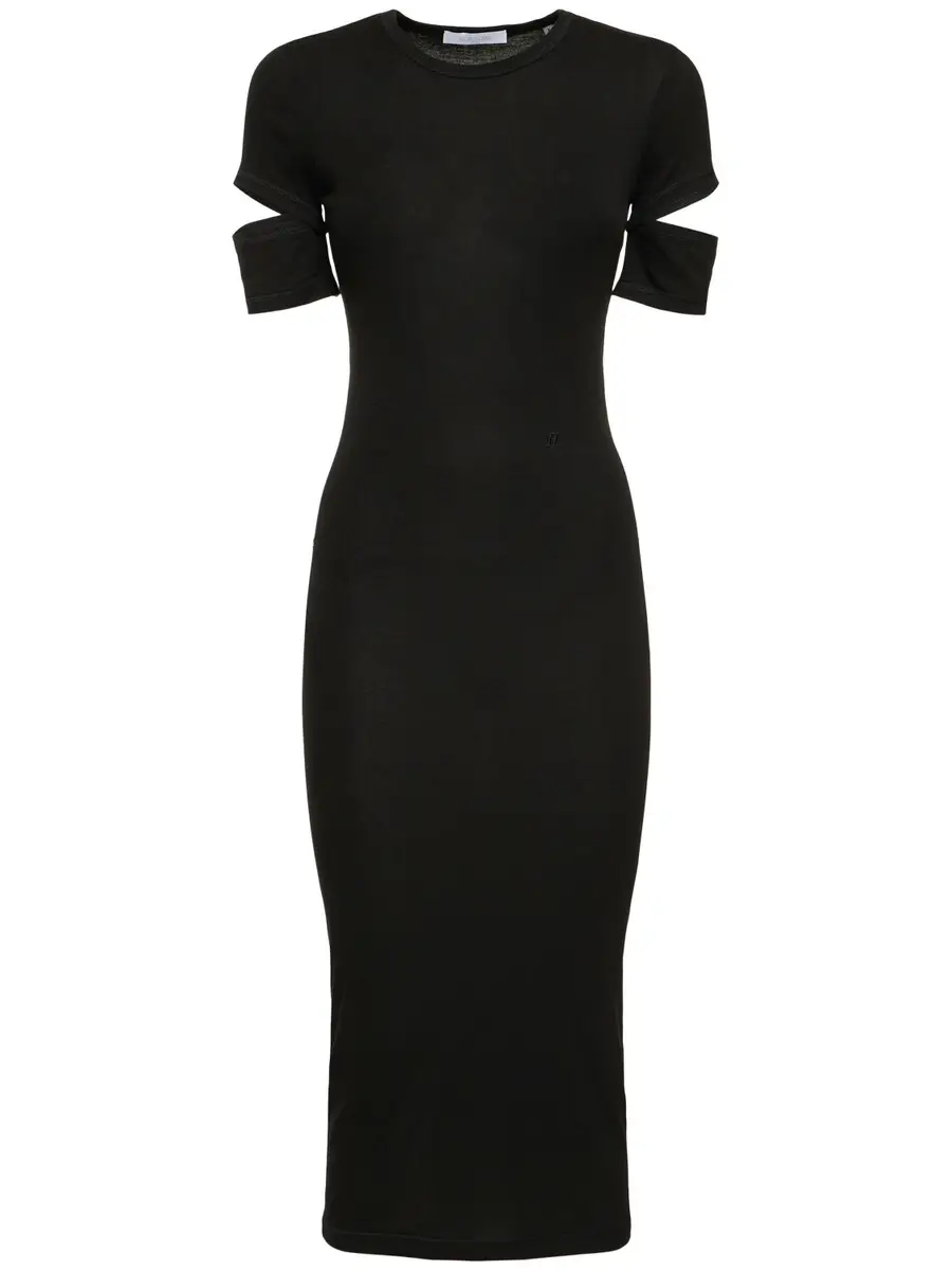 HELMUT LANG Slash Cut Out Jersey Midi Dress | Thumbnail 7
