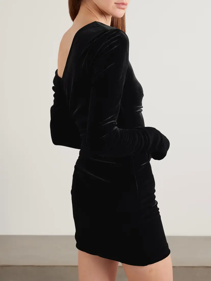 SIR. Ettore Off-the-shoulder Draped Stretch-velvet Mini Dress | Thumbnail 3