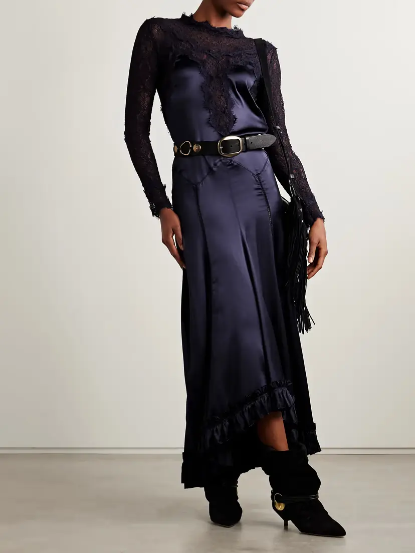 Isabel Marant Dolores Silk-blend Satin And Corded Lace Maxi Dress | Thumbnail 2