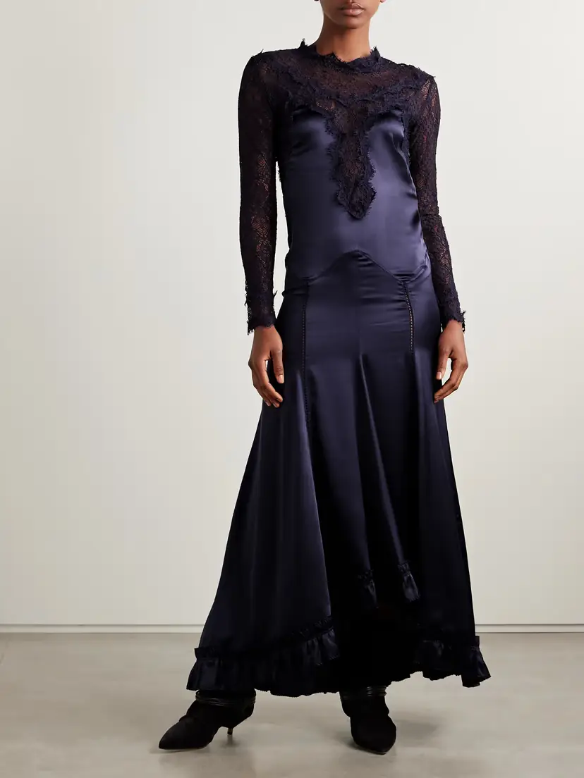 Isabel Marant Dolores Silk-blend Satin And Corded Lace Maxi Dress | Thumbnail 3
