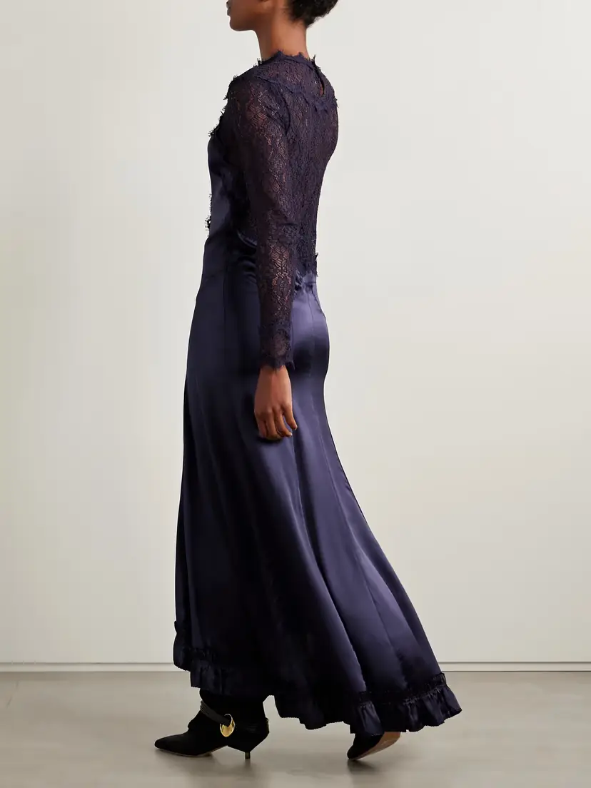 Isabel Marant Dolores Silk-blend Satin And Corded Lace Maxi Dress | Thumbnail 4