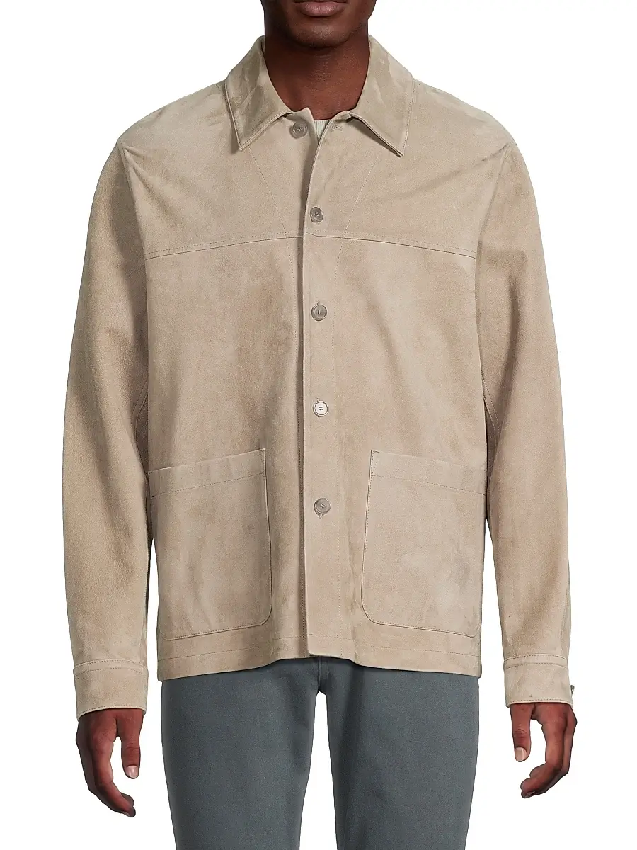 Vince Men's Suede Button-Front Shirt Jacket | Thumbnail 3 Vince Men's Suede Button-Front Shirt Jacket | Thumbnail 3
