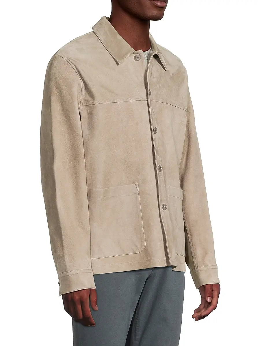 Vince Men's Suede Button-Front Shirt Jacket | Thumbnail 4 Vince Men's Suede Button-Front Shirt Jacket | Thumbnail 4
