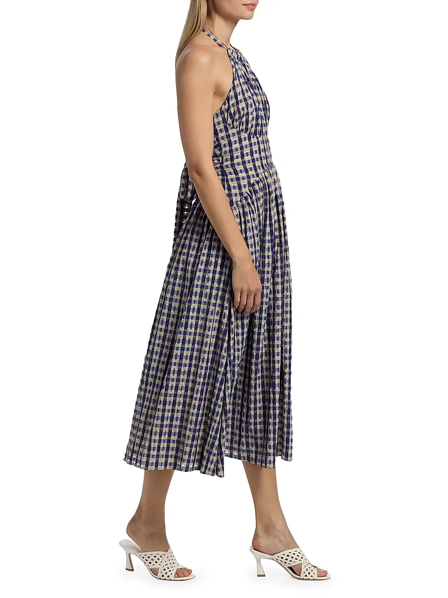 Rosie Assoulin Women's In The Name Of Love Checked Halter Midi-Dress | Thumbnail 2 Rosie Assoulin Women's In The Name Of Love Checked Halter Midi-Dress | Thumbnail 2