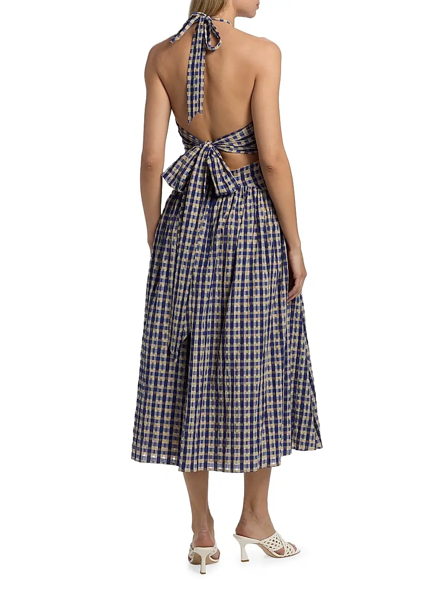 Rosie Assoulin Women's In The Name Of Love Checked Halter Midi-Dress | Thumbnail 5 Rosie Assoulin Women's In The Name Of Love Checked Halter Midi-Dress | Thumbnail 5