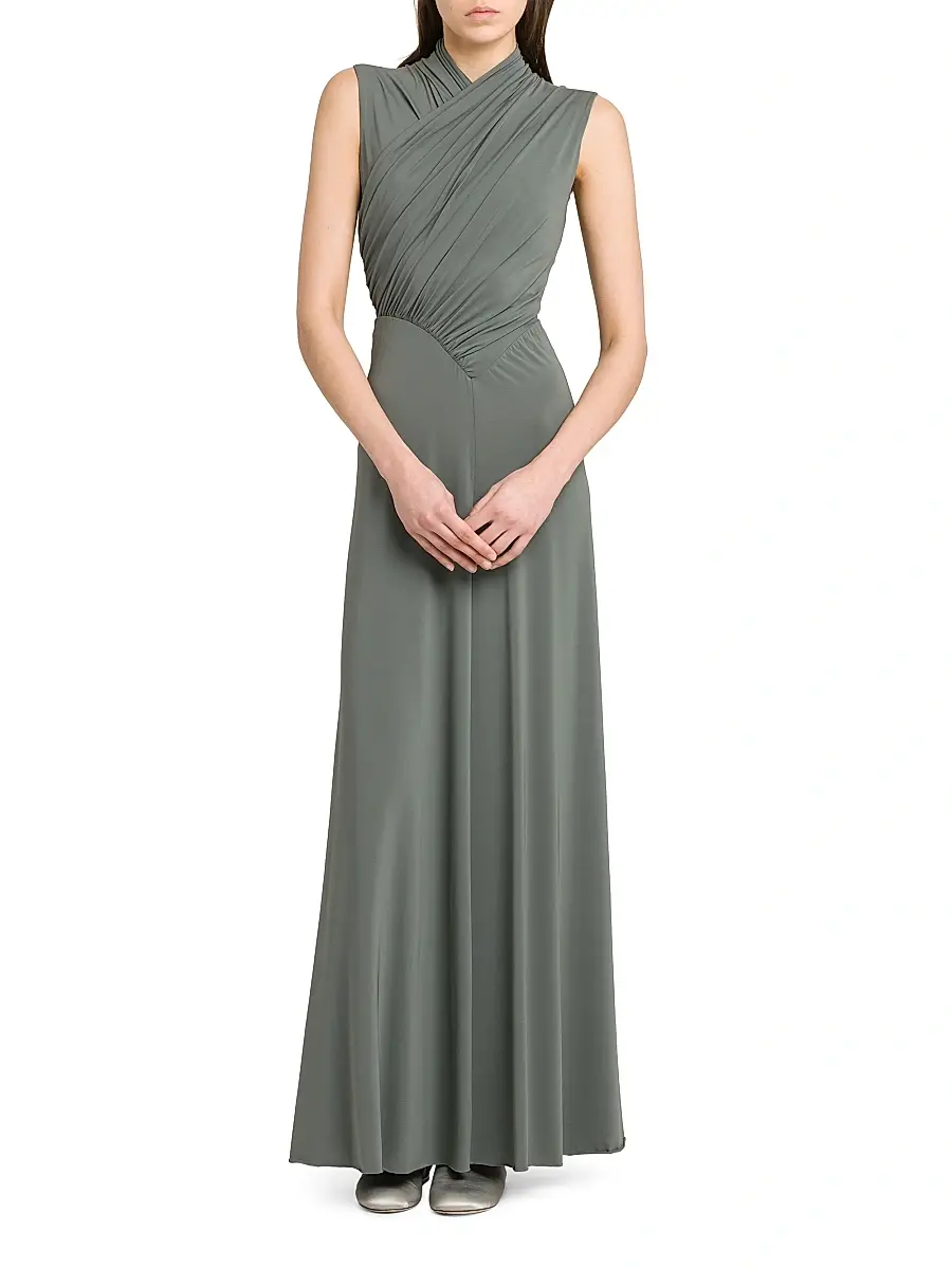 Alberta Ferretti Women's Jersey-Knit Gathered Surplice Maxi Dress | Thumbnail 2