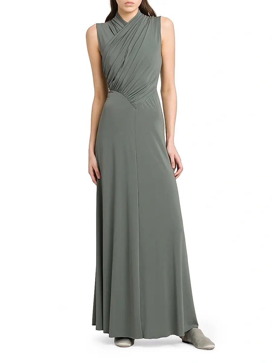 Alberta Ferretti Women's Jersey-Knit Gathered Surplice Maxi Dress | Thumbnail 3