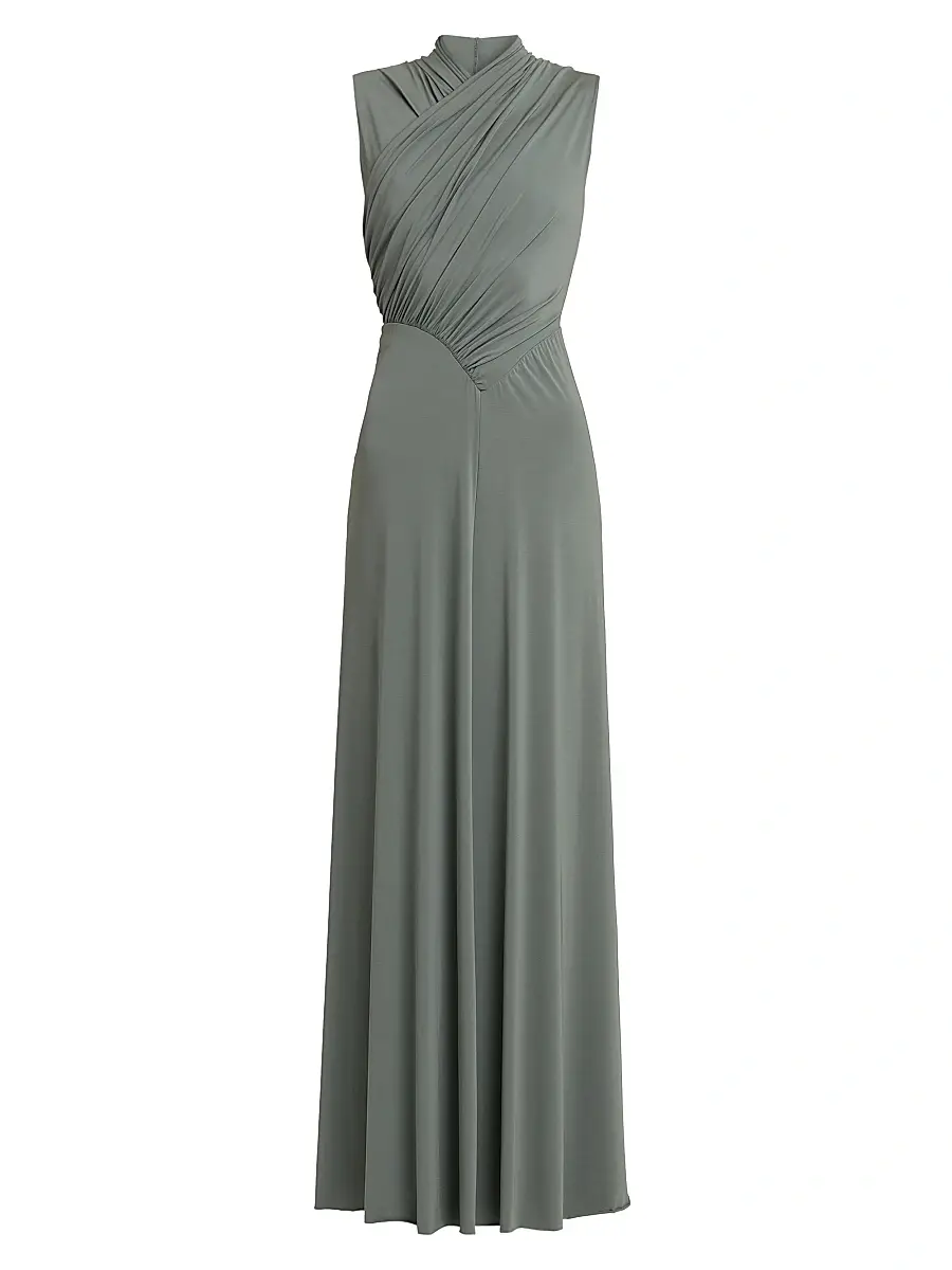 Alberta Ferretti Women's Jersey-Knit Gathered Surplice Maxi Dress