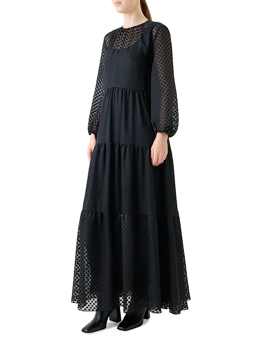 Akris punto Women's Dot Devoré Boho A-line Maxi Dress | Thumbnail 3 Akris punto Women's Dot Devoré Boho A-line Maxi Dress | Thumbnail 3