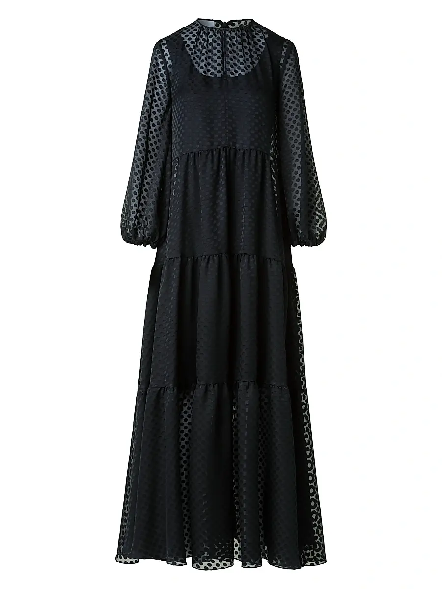Akris punto Women's Dot Devoré Boho A-line Maxi Dress