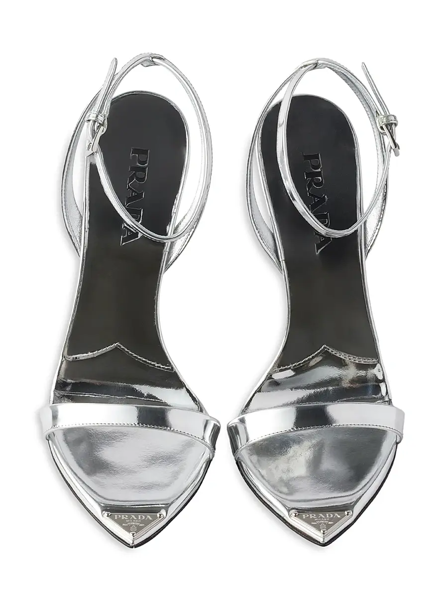 Prada Women's Metallic Leather High-Heeled Sandals | Thumbnail 2 Prada Women's Metallic Leather High-Heeled Sandals | Thumbnail 2